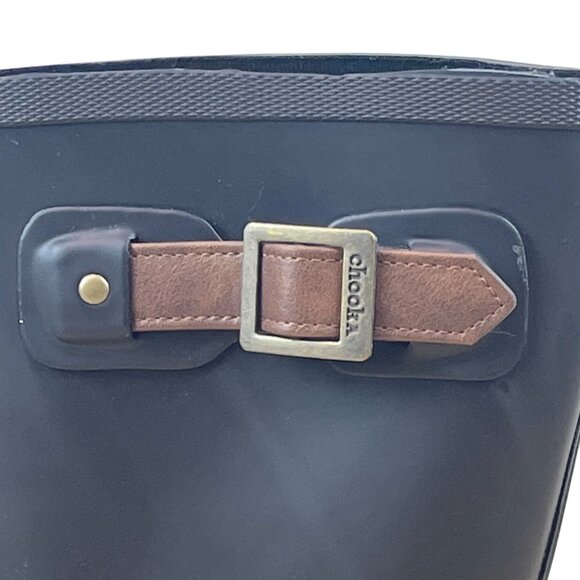 Chooka Womens Black Rubber With Adjustable Buckle Strap Rain Boots Size 9 - Picture 8 of 11